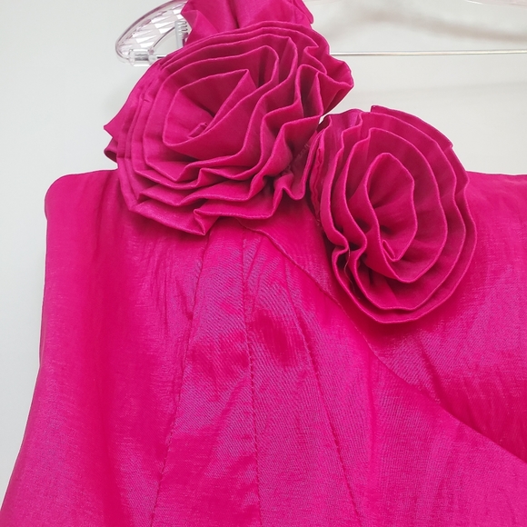 Rosy One Shoulder Satin Mini Dress - Picture 9 of 15